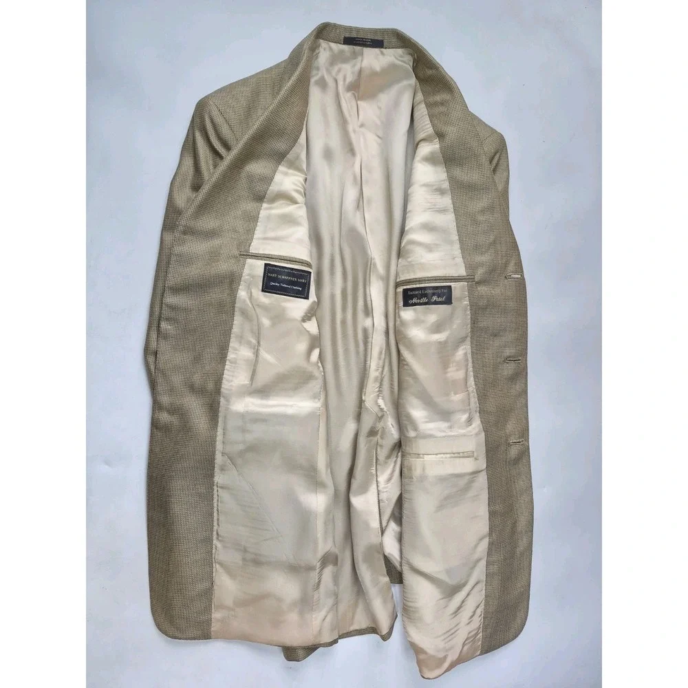 Hart Schaffner Marx Mens Wool Sports Coat 40L Gold Made in USA 3 Button Jacket